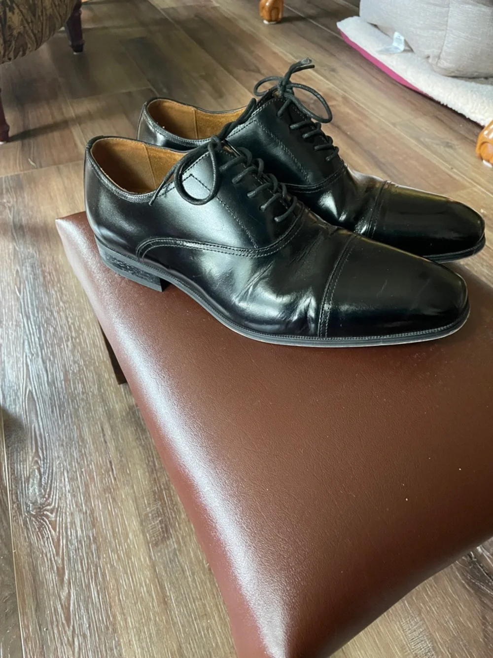 Florsheim Black Smooth Leather Cap Toe Oxford Shoes 9D
